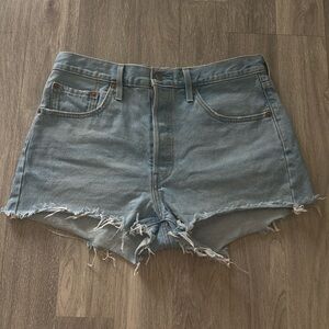 Levi's Blue Jean Shorts Distressed Frayed Hem